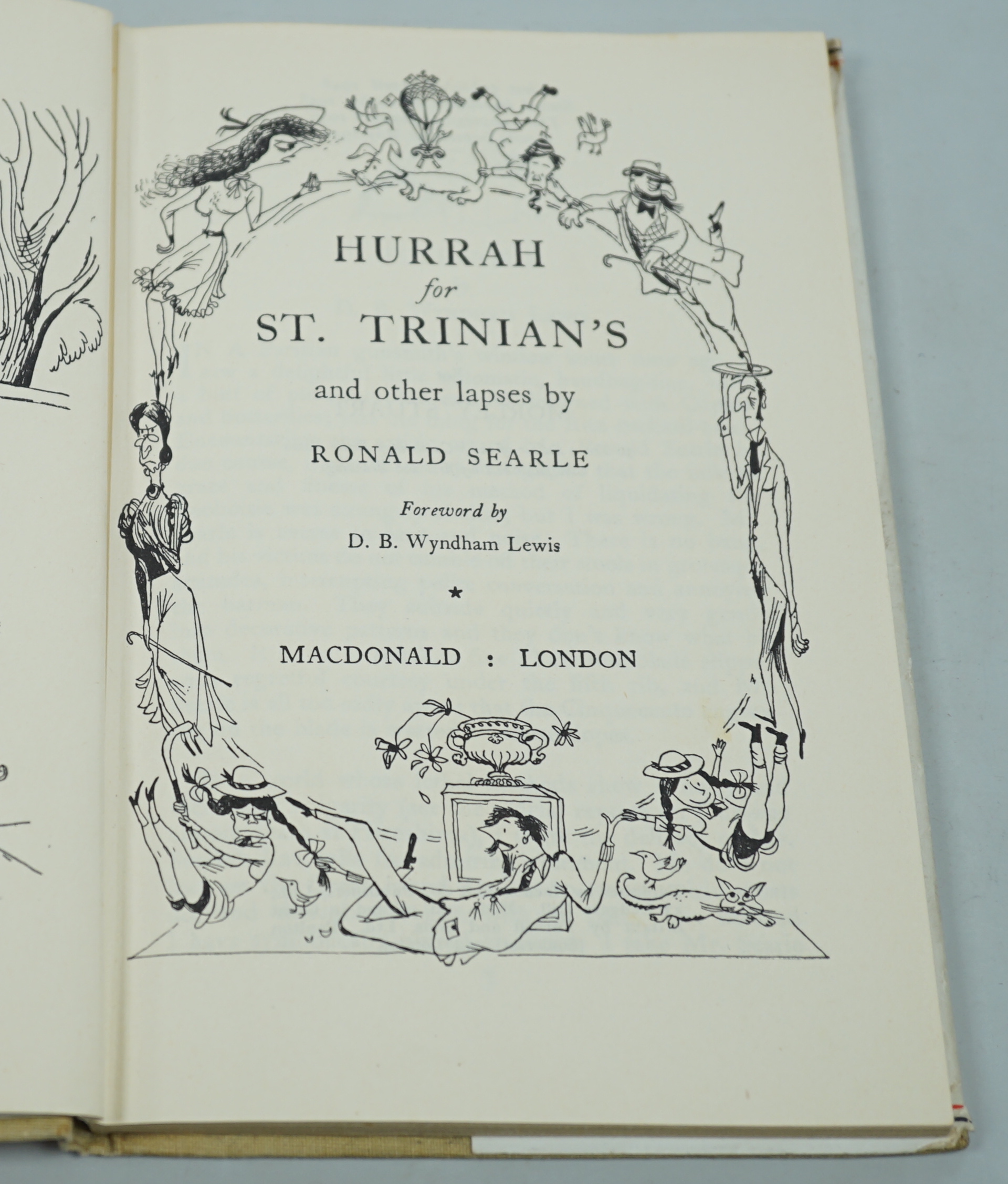 Ronald Searle, Hurrah for St Trinians, Fourth Imp. May 1950, signed and dedicated